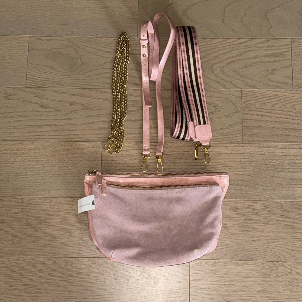 Anthropologie Suede & Faux Leather Bag with 3 cross body strap options